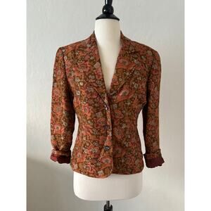 Vintage Oilily Floral Jacquard Women's Blazer Jacket Size Small